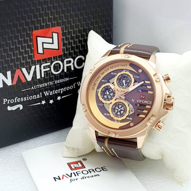 Jam Tangan Naviforce 9110 Original Cronograp Tali Kulit - Jam Tangan Naviforce Original - NF001