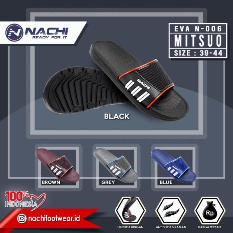 Nachi 006 - Sandal selop pria - Sandal selop cowok keren - Sandal selop karet murah