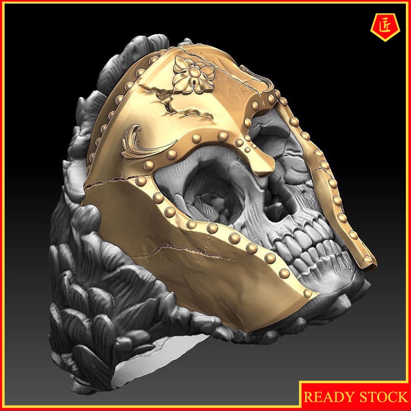 [Ready Stock]Creative Skull Mask Retro Two-Tone Ring Punk Exaggerated