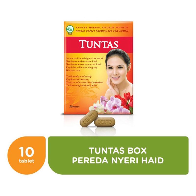 

￼Tuntas Box (1 strip isi 10 butir) - Kaplet Herbal Pereda Nyeri Haid