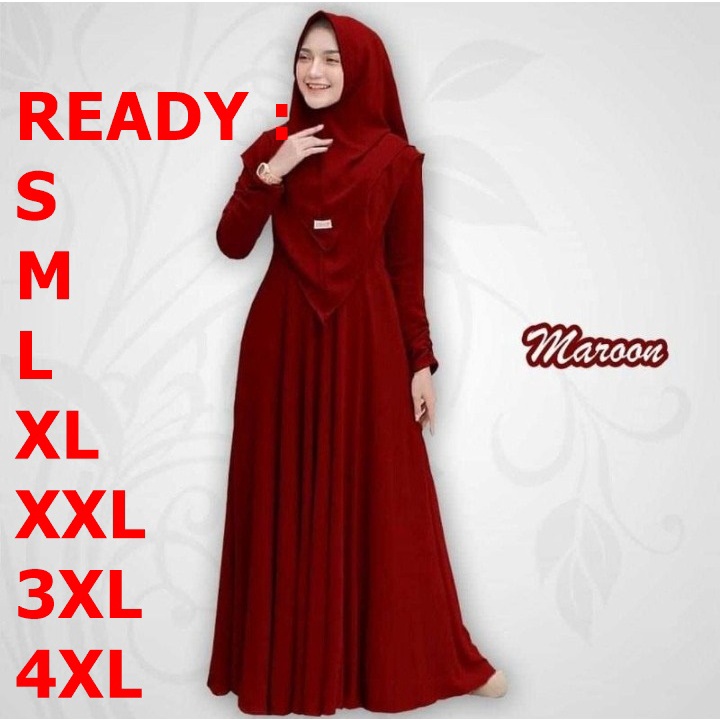 Ratna.Fashion - Mayra Syari / Gamis wanita+kerudung / Gamis wanita ibu-ibu pengajian / bahan moscrep