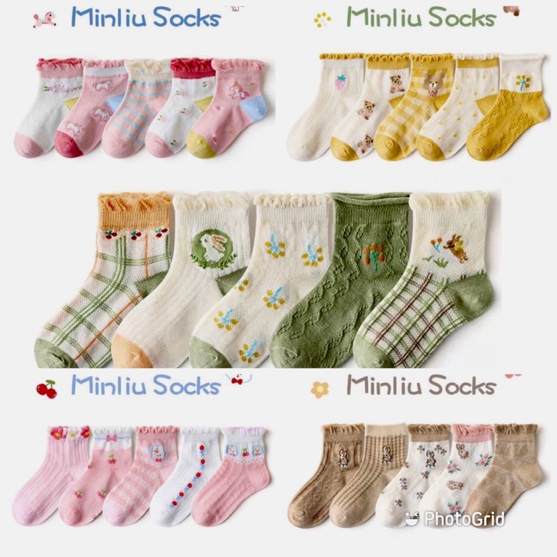 SET Kaos kaki Anak Premium Bahan Katun Import isi 5 in 1 Kaos kaki Anak Vintage Kids Socks Import Premium Quality Kaos Kaki Anak Lucu dan Murah isi 5