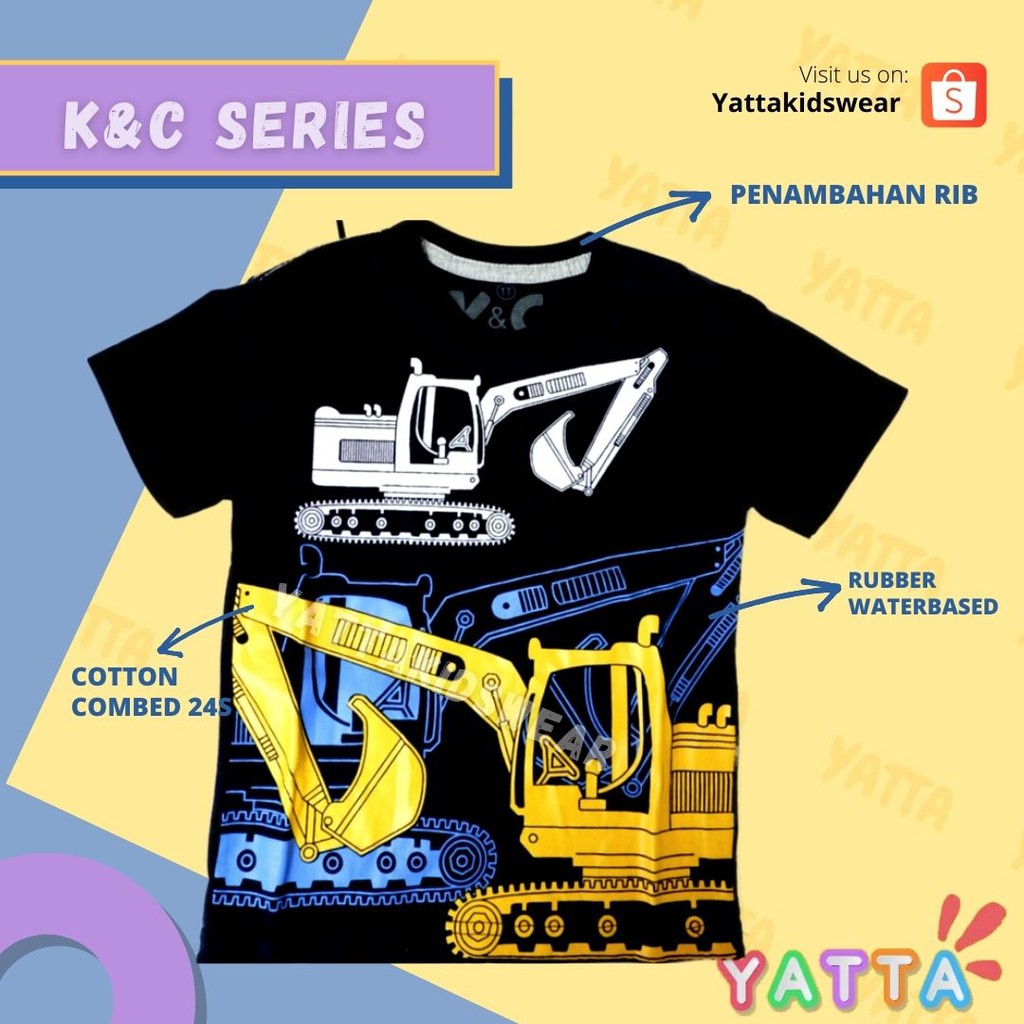 YATTA BAJU ANAK LAKI LAKI / KAOS ANAK LENGAN PENDEK 3 CRANES NAVY 1 - 10 TAHUN COD