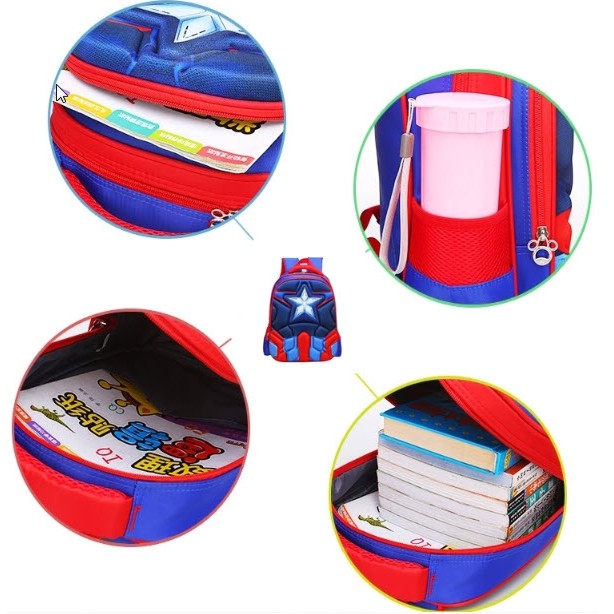 3D Emboss Tas Backpack Ransel anak sekolah karakter Spiderman Tahan Air