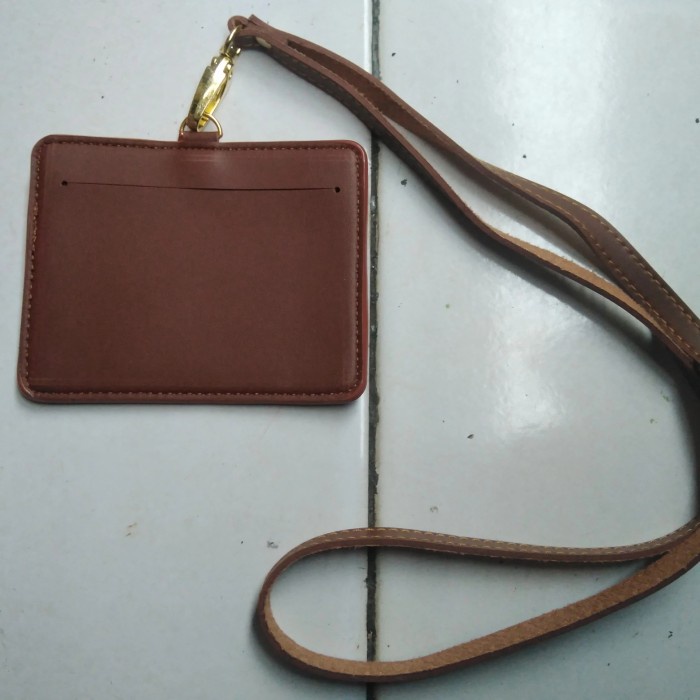 

Nikmati Name Tag Id Card Holder Kulit Kalung 2 Slot Card Coklat Doff Trendi