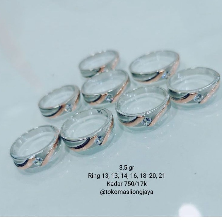 Cincin Couple Kombinasi/Simple Emas Putih Kadar 750/17K