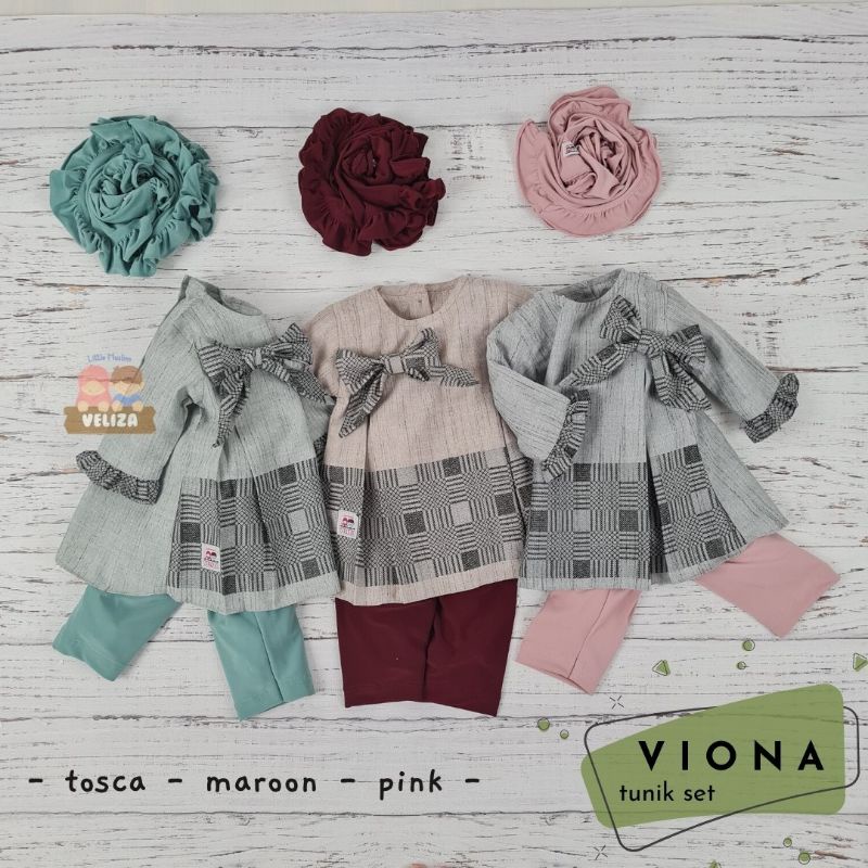 VIOLA TUNIK SET BY VELIZA/TUNIK ANAK/ONESET ANAK/PAKAIAN ANAK PEREMPUAN