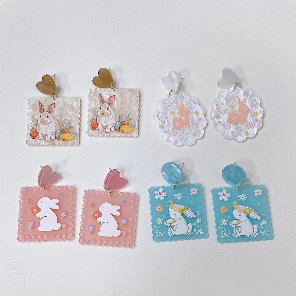 Anting Bentuk Bunga Bahan Akrilik Warna Kontras