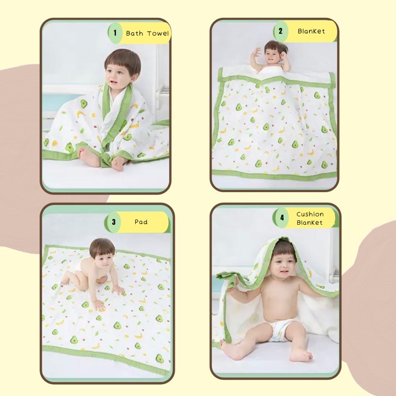 MUSLIN SWADDLE 6 layer bedong / Selimut / Handuk / Selimut Bayi Newborn 100% KATUN