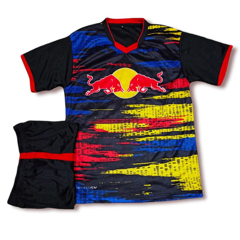 JERSEY PRINTING POLOS NON APPAREL MODEL JERSEY BOLA RB LEIPZIG AWAY 2021 2022 HITAM MERAH TERLARIS