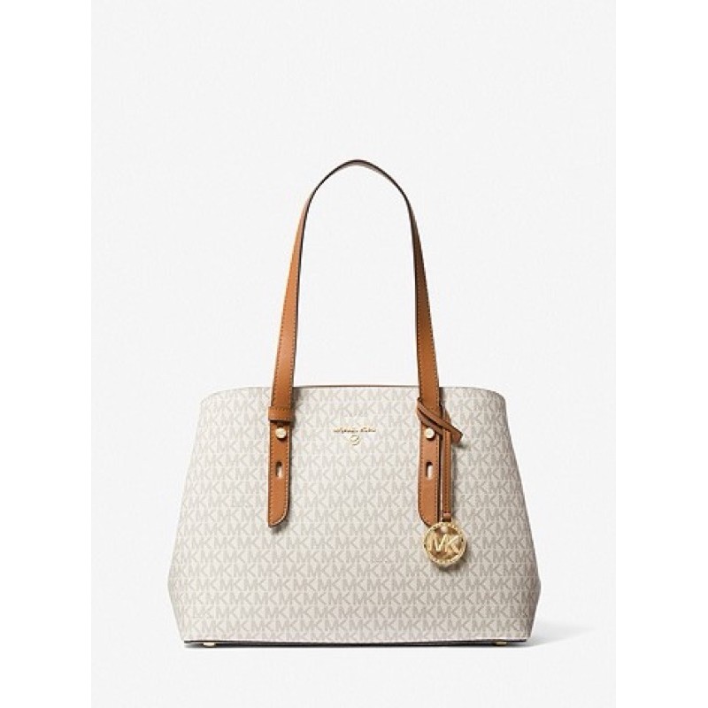 MICHAEL KORS MK Mel Medium Logo Tote Bag vanilla acorn