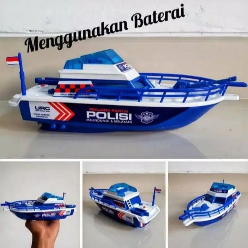 Mainan Kapal Laut Patroli Polisi Pakai Baterai | Patrol Boat
