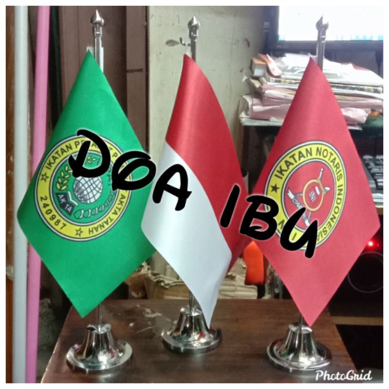 

best seller 1paket bendera meja NOTARIS+INDONESIA+IPPAT+tiang stenlis meja ready stock