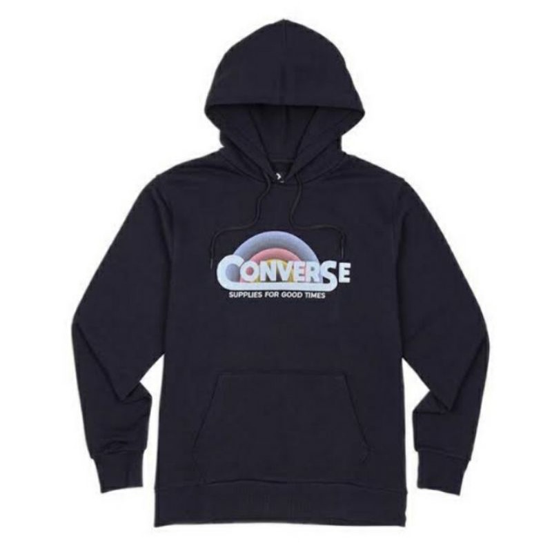 Hoodie Converse Classic Script Pullover Black MJ1041001 100% Original