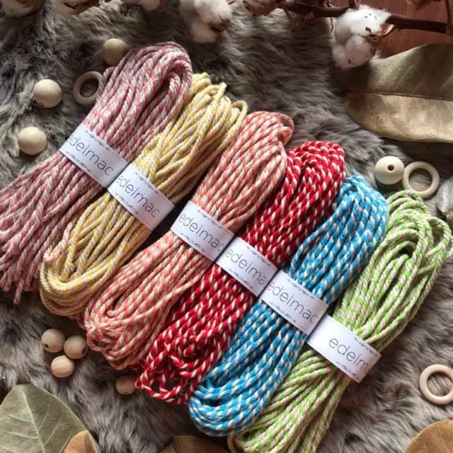 Ecer Tali Katun Macrame Belang Warna twist