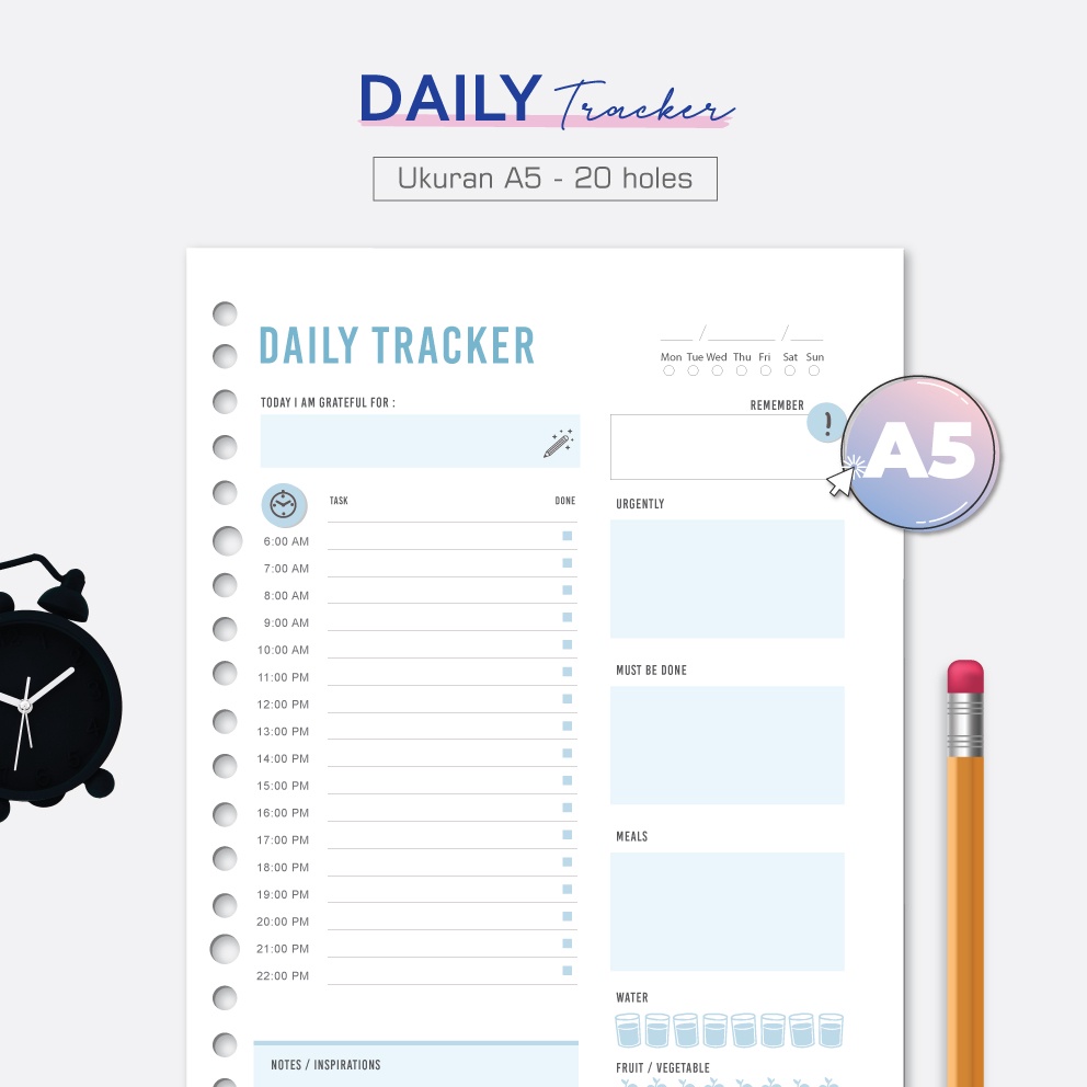 

Bukuqu Loose leaf A5 - L216 Daily Tracker Kertas Binder
