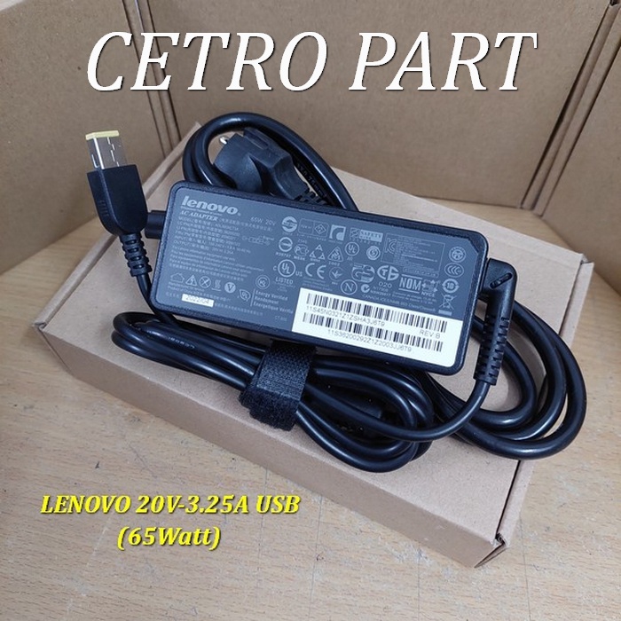 Adaptor Charger Laptop Lenovo (20v - 3.25a USB) ORIGINAL BERGARANSI