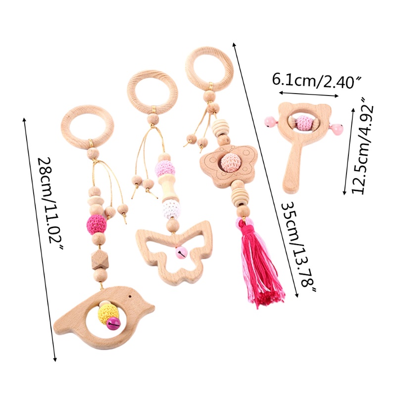 Mary 4pcs / Set Mainan Teether Rattle Bahan Kayu Untuk Bayi