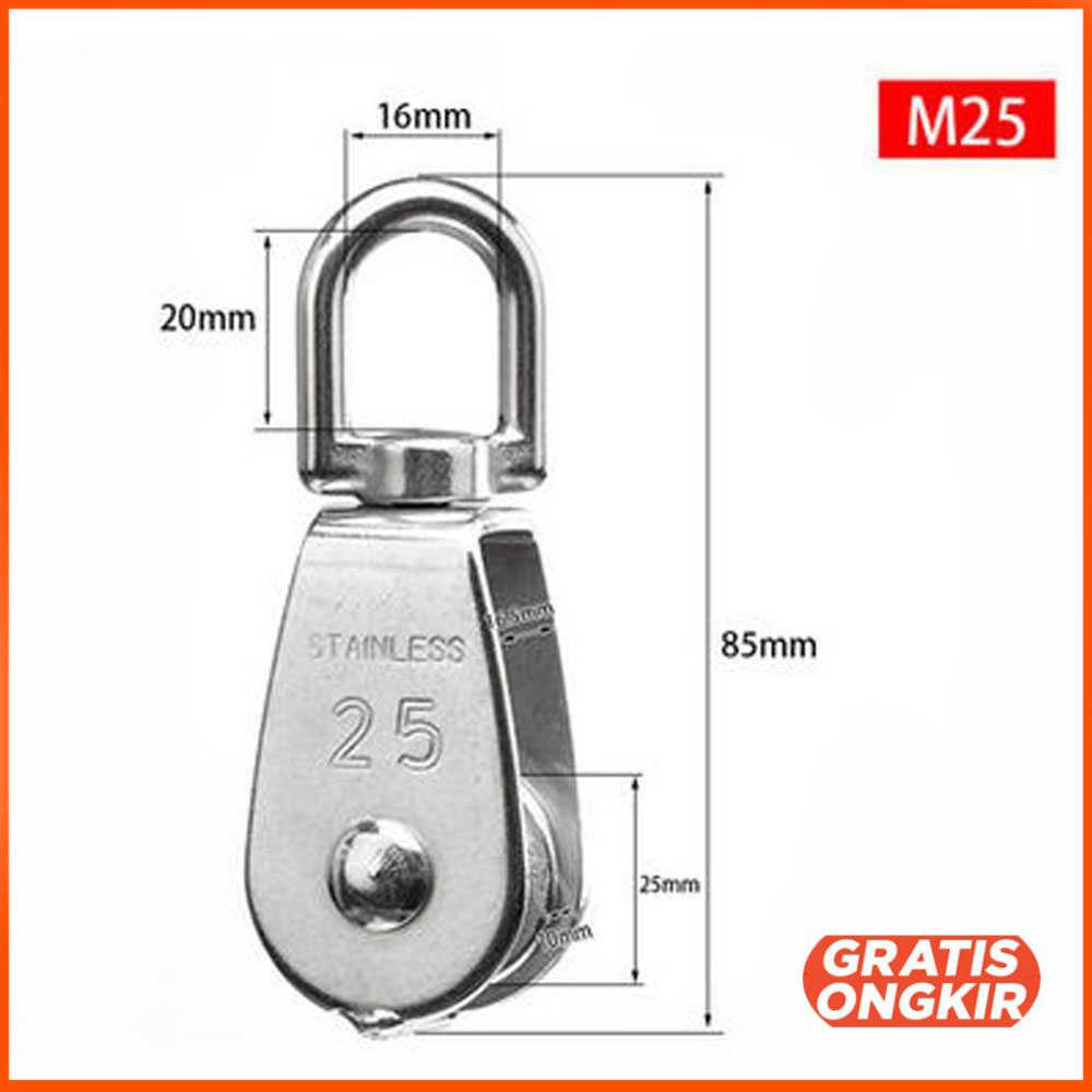 Katrol Kerekan Mini Serbaguna Swivel Pulley Stainless Steel