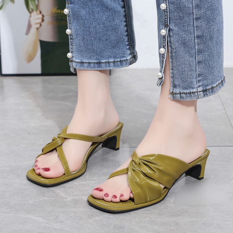 RYX - Gleam Wrinkle Sandal Slip-On Heels Hak Wanita Fashion Casual / Pesta - Ori Import