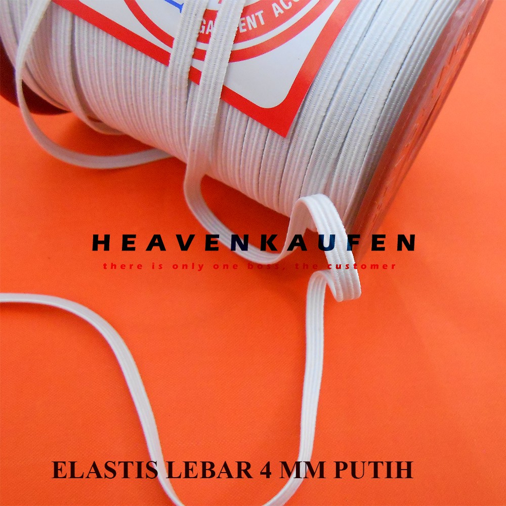 Karet Elastis C4 Putih Lebar 4 mm Meteran Murah (Elastic)