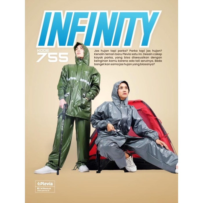 Jas Hujan Jaket Celana Infinity Plevia Stelan Mantel Ujan Raincoat - Hijau(U1G9) Jas Hujan AXIO Euro