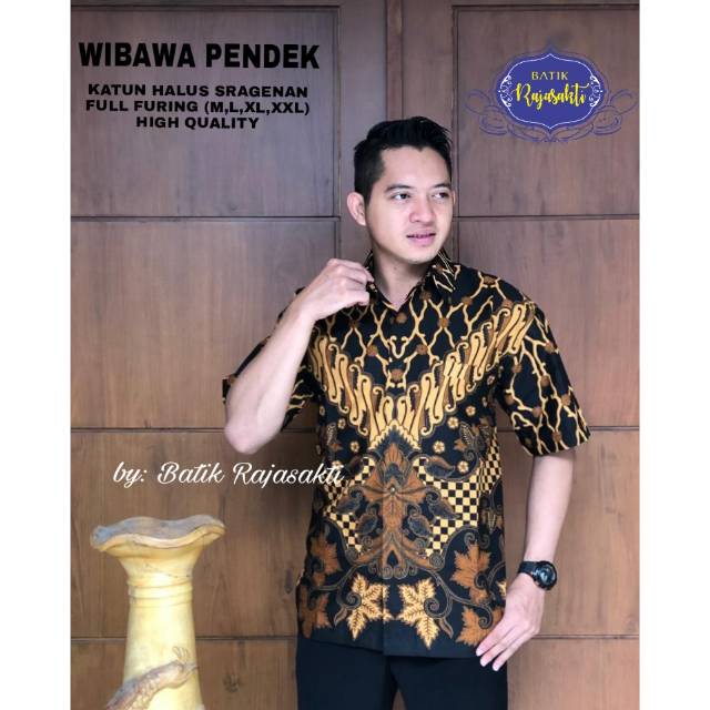 ATASAN BATIK TRADISIONAL BAJU PRIA Kemeja  Big Size WIBAWA PENDEK  PRIA LENGAN PENDEK KATUN HALUS SR
