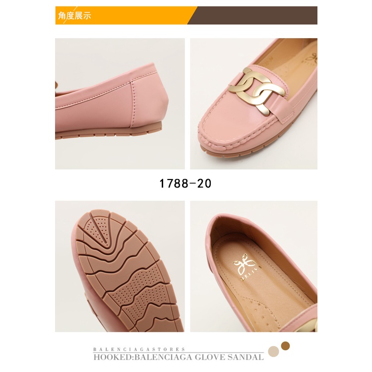 HELIVA OLIVIA Slip On Loafers Shoes Chain Bahan Kulit 1788-20 Original Brand