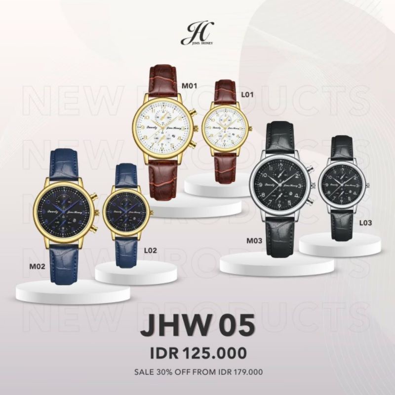 JIMS HONEY JHW 05 JAM TANGAN COUPLE ANTI AIR (FREE EXCLUSIVE BOX)