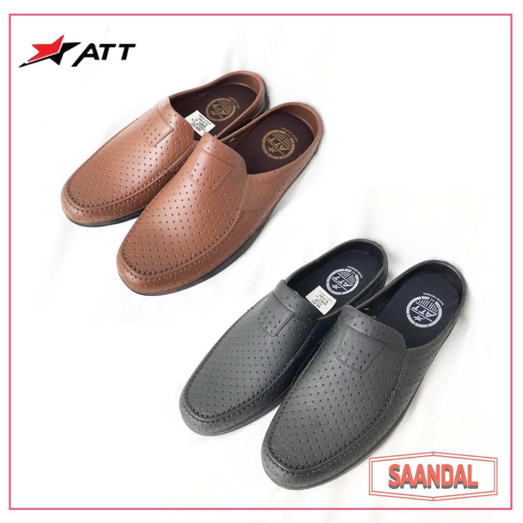 Sepatu Karet Pria Selop Formal ATT 553 Hitam dan Coklat (BISA SATUAN COD)