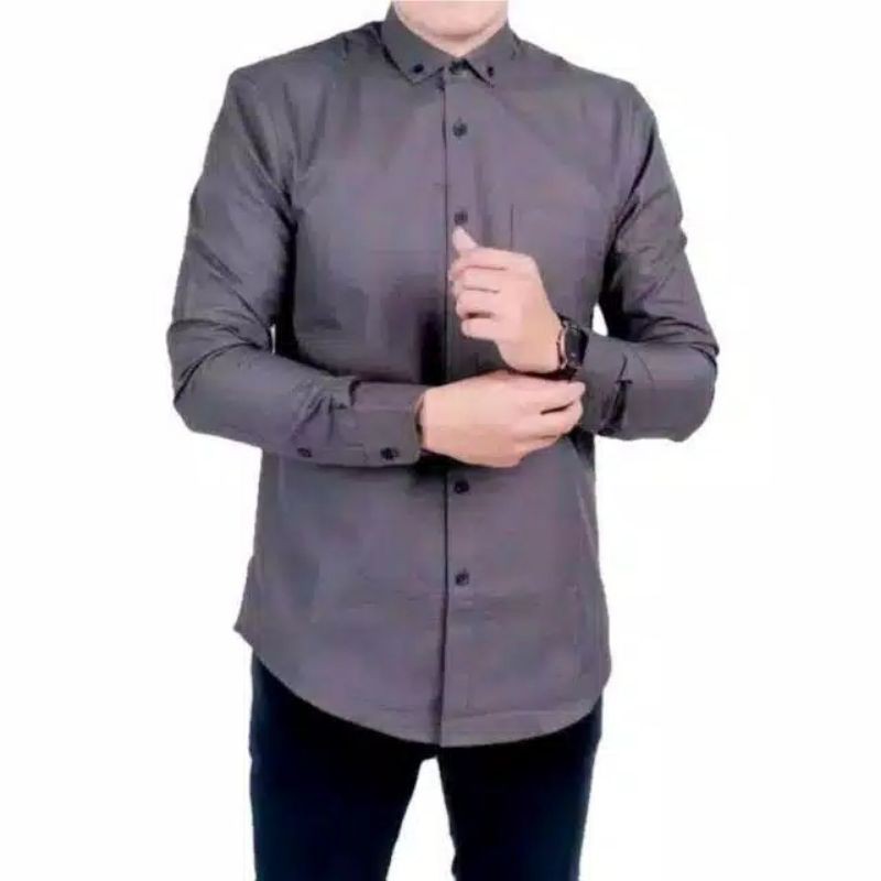 KEMEJA POLOS Slimfit top man pria lengan panjang