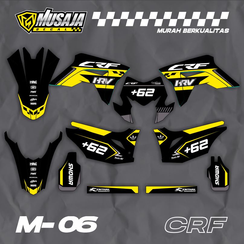 Decal stiker CRF 150 L full body terbaru hitam kuning custom variasi stiker CRF hologram