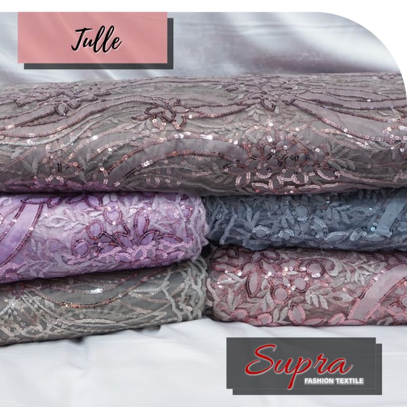 New Tulle bordir aplikasi/tulle bordir payet