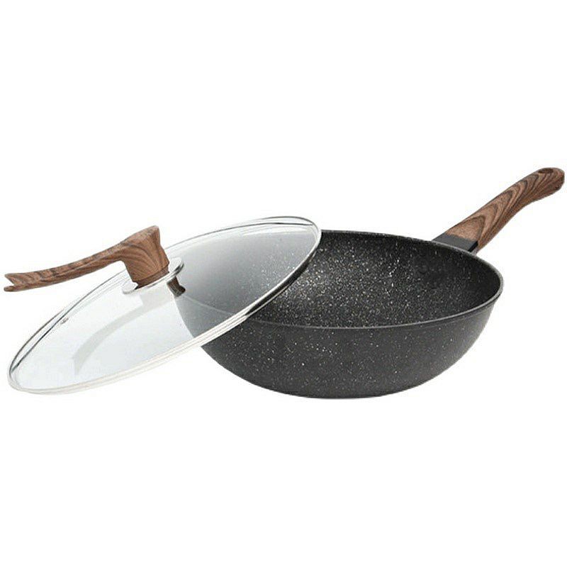 IDEALIFE - Wok Cookware - Panci Wajan Penggorengan 30cm - IL-30WK + Tutup Kaca