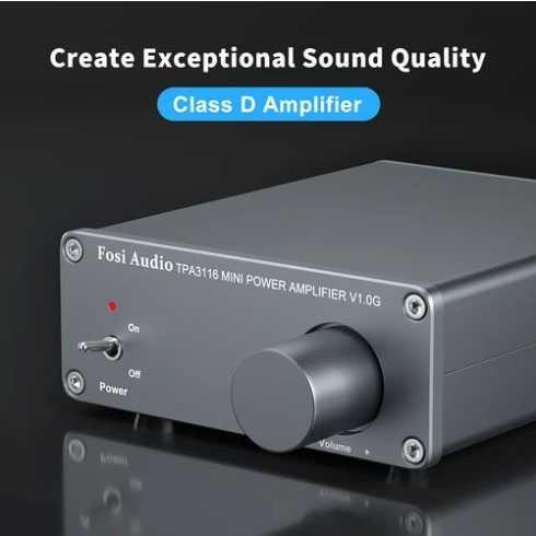 Fosi Audio Mini Amplifier 2 Ch Stereo Hi-Fi Class D Amp 50Wx2 - V1.0G - Gray