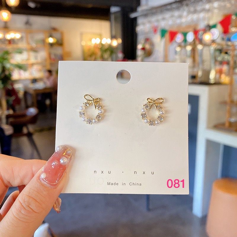 JEWELRY COD Anting Stud Kristal Mutiara Bentuk Bunga Gaya Untuk Wanita / Anting Titanium Wanita Emas Anti Karat Dewasa Tusuk Import Korea Asli