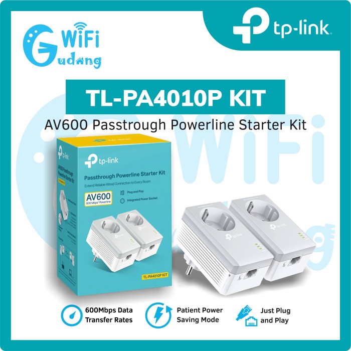 TP-LINK TL-PA4010P KIT AV600 PASSTHROUGH POWERLINE KIT