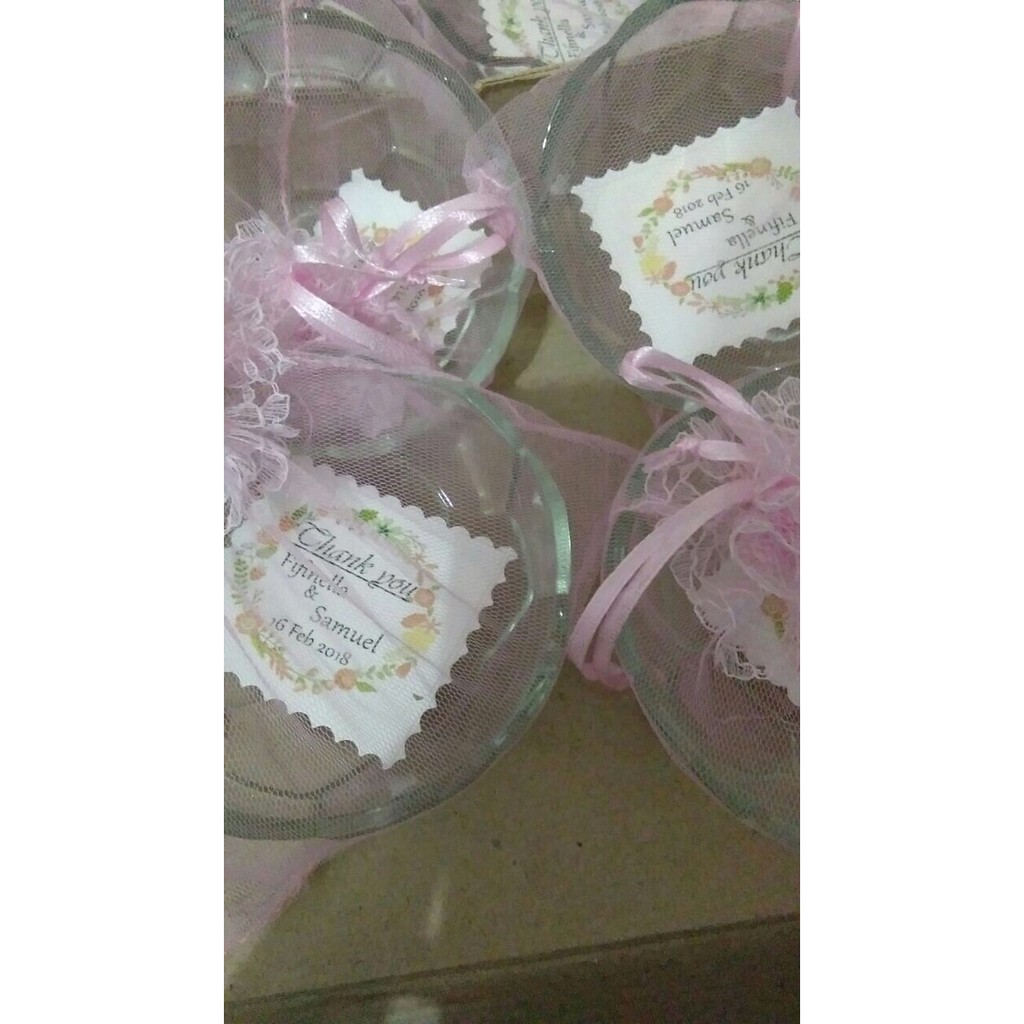 Souvenir mangkok bola tile pernikahan  sablon