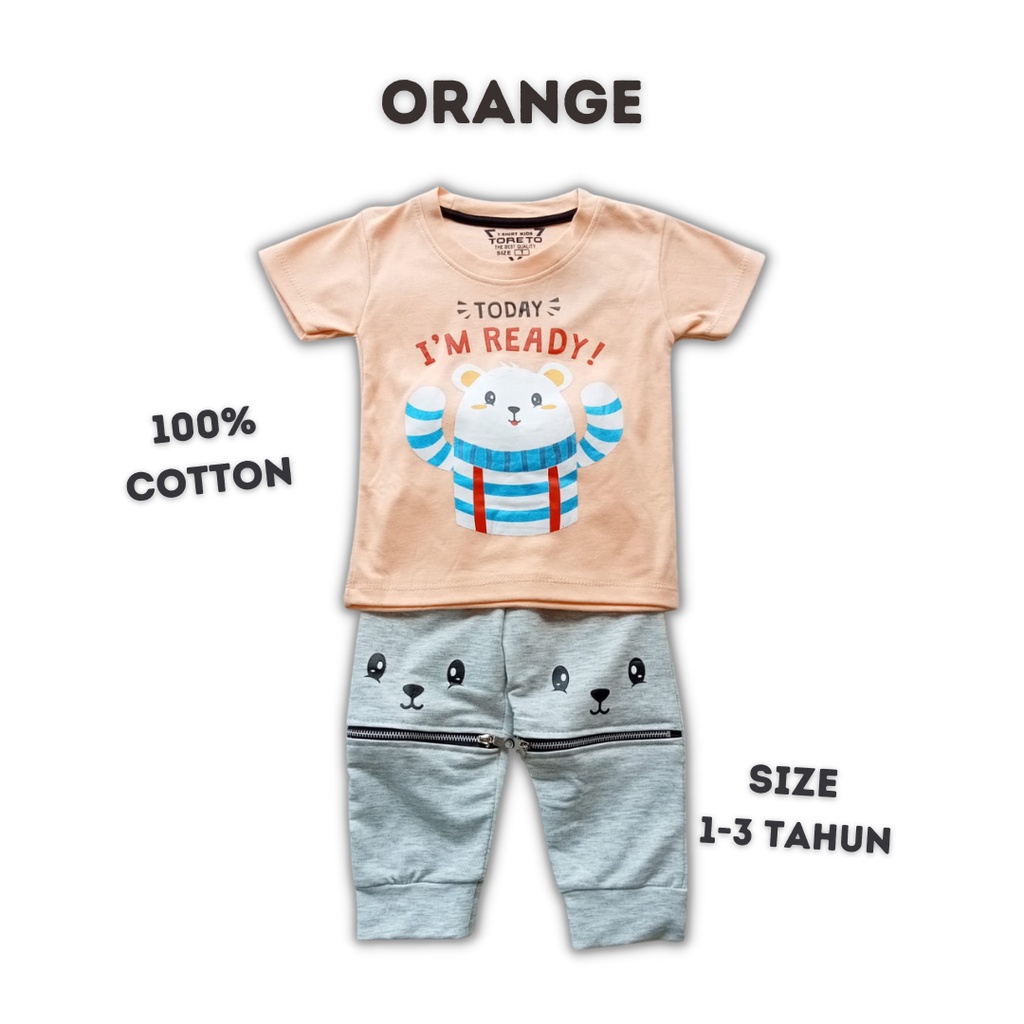 setelan jogger anak laki laki 1-3 tahun polar bear / blue dino jogger set kaos lengan pendek jogger panjang balita laki laki