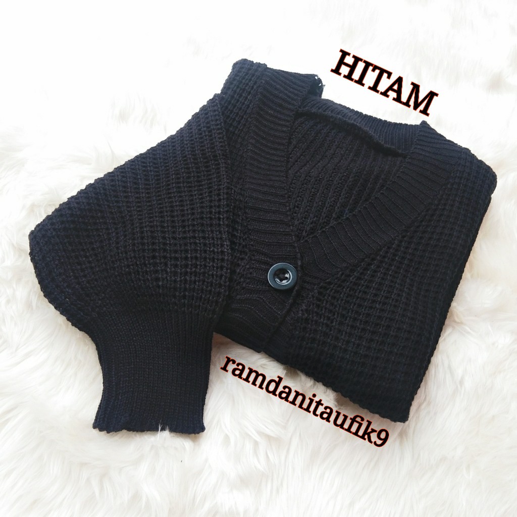 Cardi Rajut oversize - Nakara Cardigan Rajut Premium  - Cardi Rajut oversize - kardigan crop 7 gate.-CROP HITAM