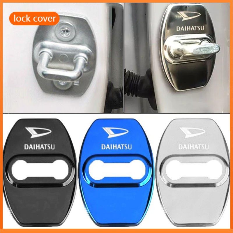 4pcs Cover Pelindung Kunci Pintu Mobil Logo Daihatsu Bahan Stainless Steel