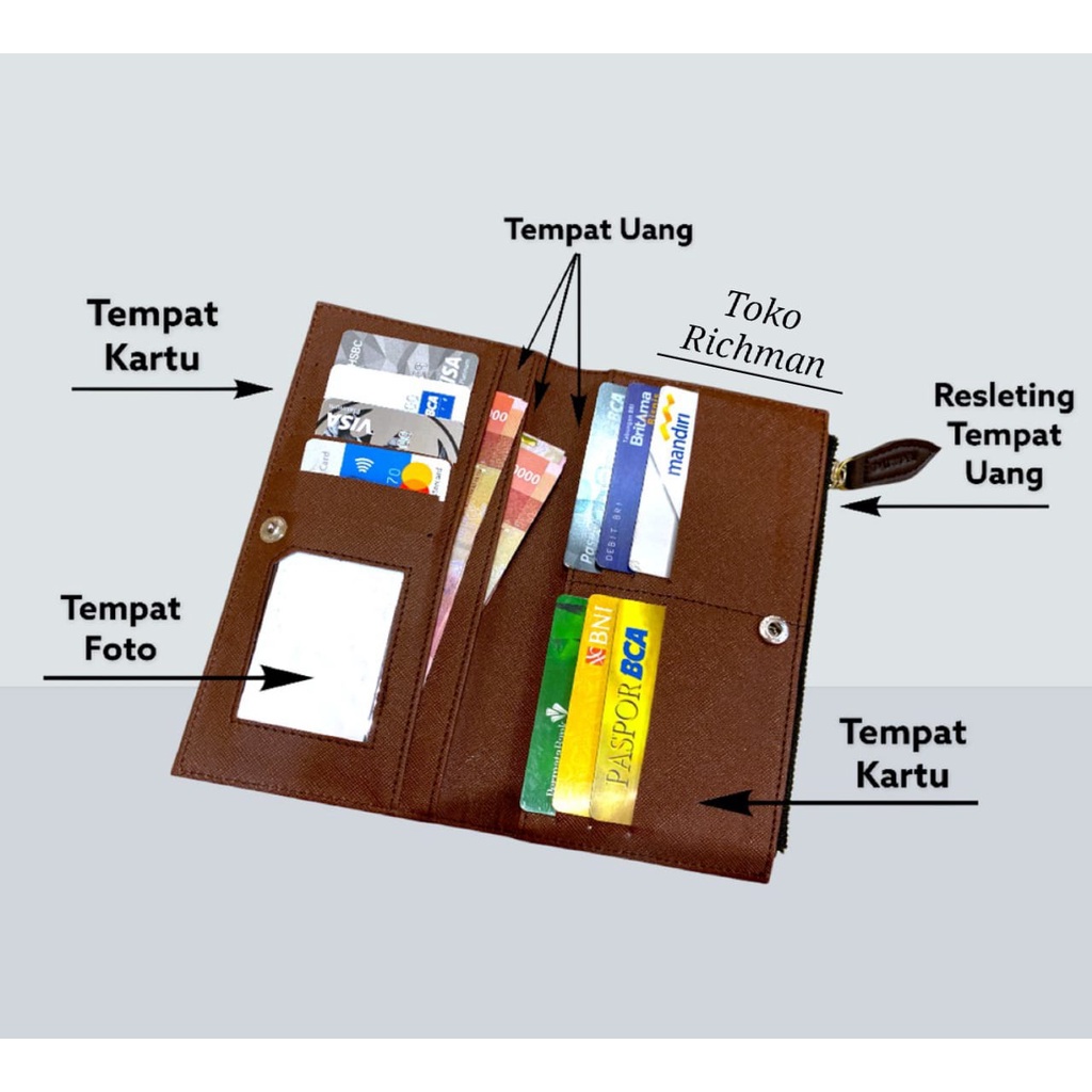 DUZON Dompet Kartu Wanita DW18 Kulit Sintetis Bahan Tebal Original DUZON