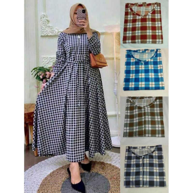 Gamis Silvia Motif Kotak Busui