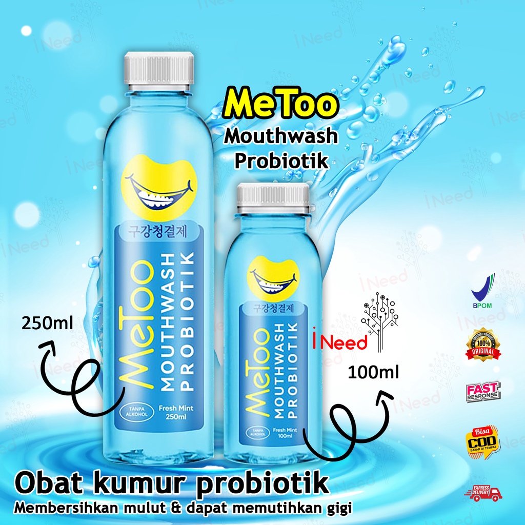 MeToo Mouthwash Fresh Mint / Obat Kumur Probiotik / Penyegar Mulut BPOM 100ml/250ml