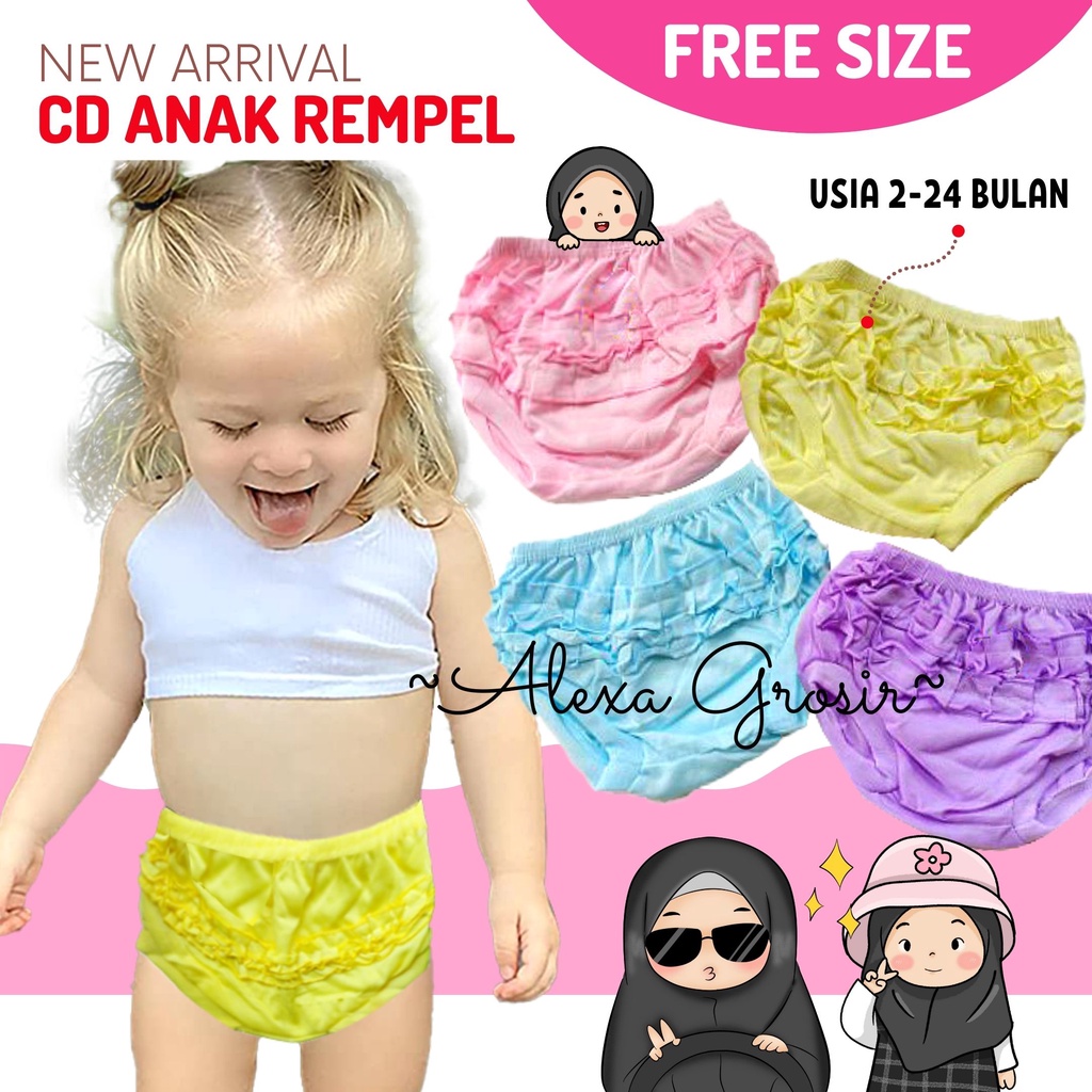 Celana Rempel Katun 2-24 Bulan Bayi Anak - CELANA PENDEK ANAK