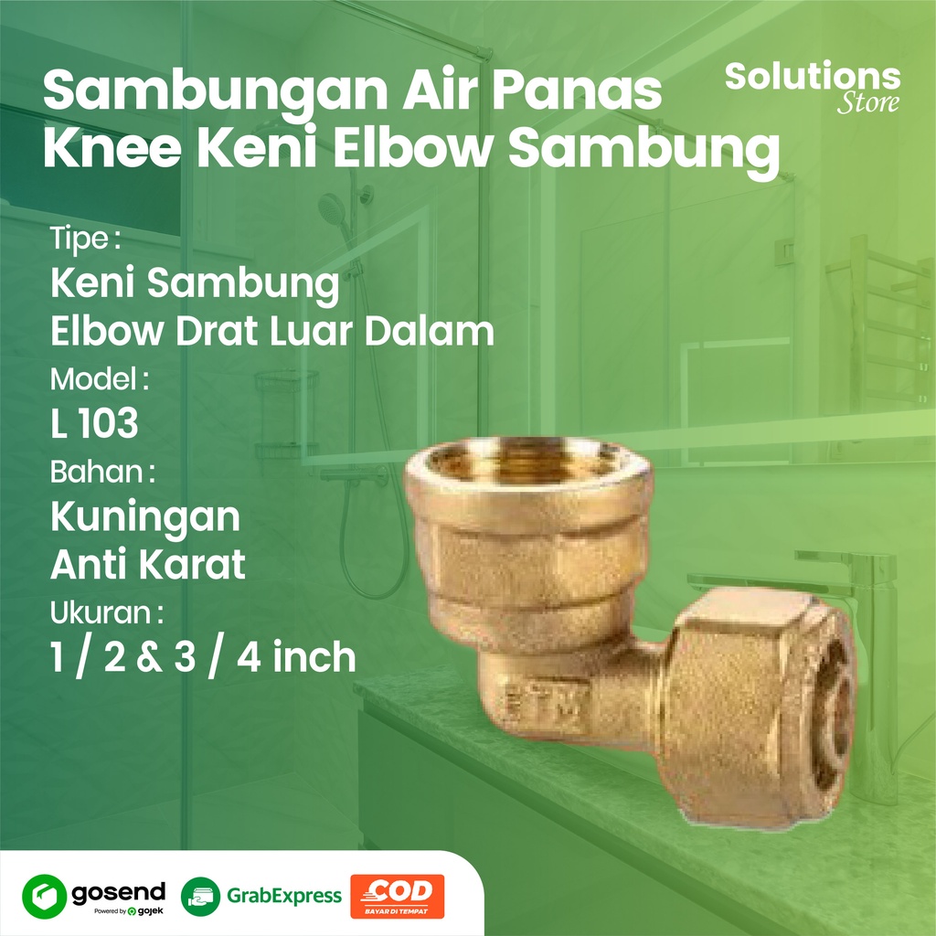 Elbow Sambungan Air Panas , Knee Keni Elbow Sambung 1/2 Inch Kuningan