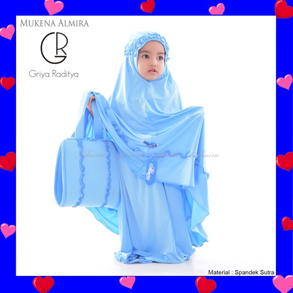 Mukena Anak Perempuan  Polos Spandek sutra M(6-8 th) Griyaraditya Almira Mukenah Anak 6 tahun