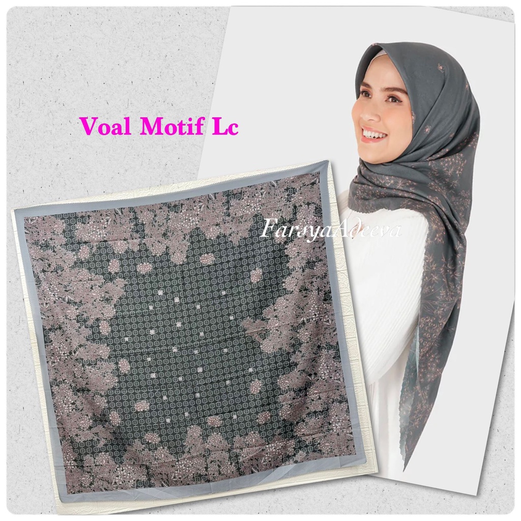 Kerudung Segiempat Motif Deenay Adeeva Lasercut Hijab Segi Empat Denay KW Jilbab Motif Rumah Hija'b-GARDENIA GREY