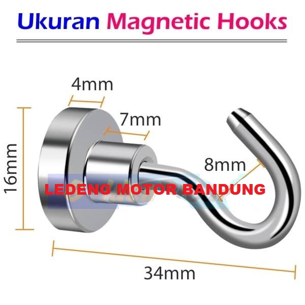 Neodymium Magnet Hooks 16mm 32mm Gantungan Barang Strong Magnetic Hanger