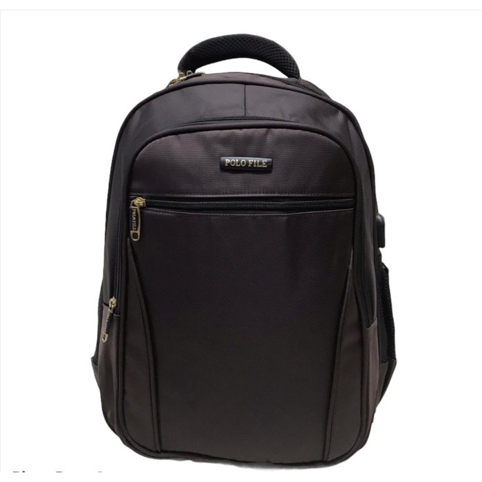 TAS RANSEL LAPTOP PRIA POLO LUXTON BESAR SIZE 20INCH USB 3370-3372 - Hitam